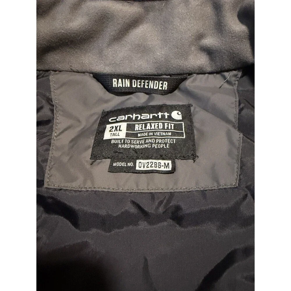 Carhartt Gilliam Vest Mens 2XL Tall Shadow Gray Quilted Nylon Puffer